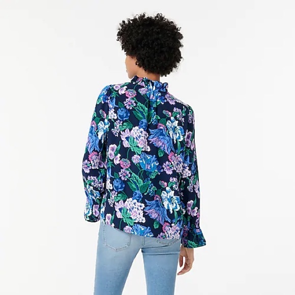 J. Crew | Ruffleneck Top in Floral 365 Crepe - Picture 4 of 4